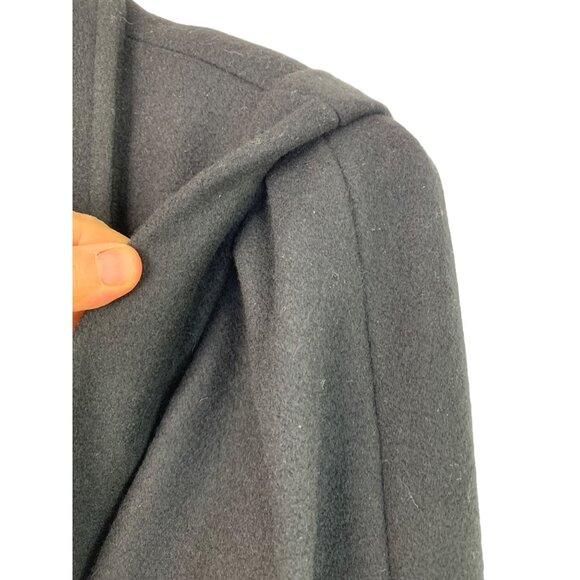 Michelle Francois Black Wool Long Trench Coat Size Large - Picture 5 of 15